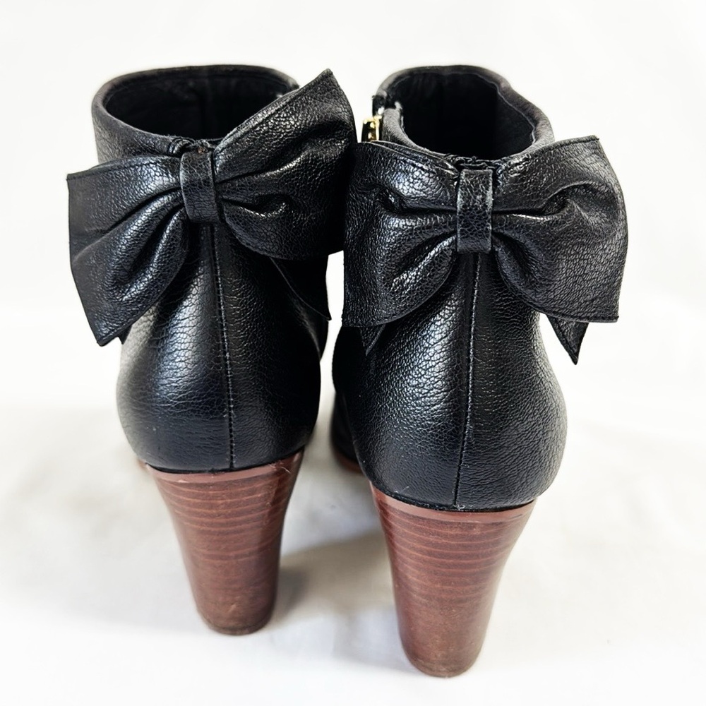 KATE SPADE Black Leather Ankle Boots, Block Heel, Zippers Size 8.5 - Picture 4 of 7